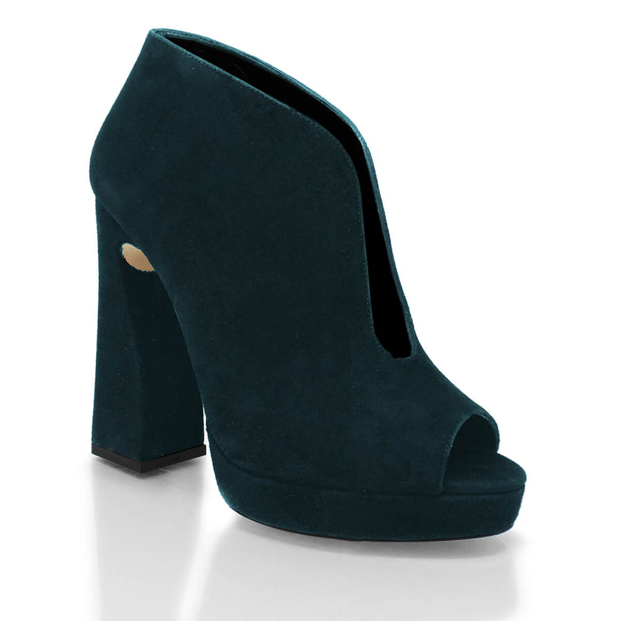 ZAIS 125 - Ante Azul Verde Regina Romero Zapato Sandalia Plataforma Tacon Alto Para Dama en Piel