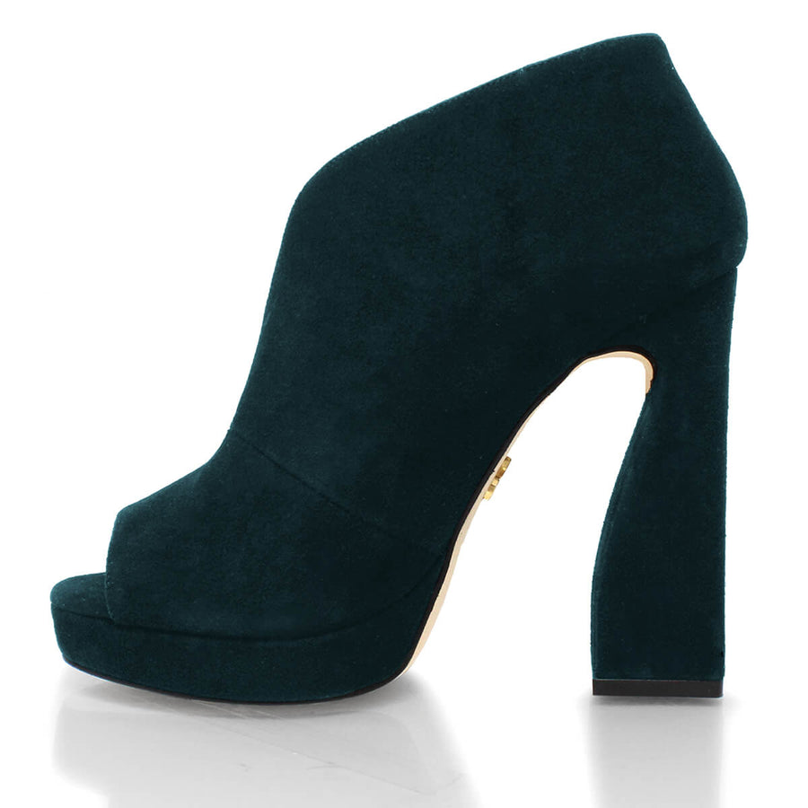 ZAIS 125 - Ante Azul Verde Regina Romero Zapato Sandalia Plataforma Tacon Alto Para Dama en Piel
