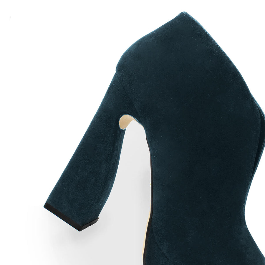 ZAIS 125 - Ante Azul Verde Regina Romero Zapato Sandalia Plataforma Tacon Alto Para Dama en Piel