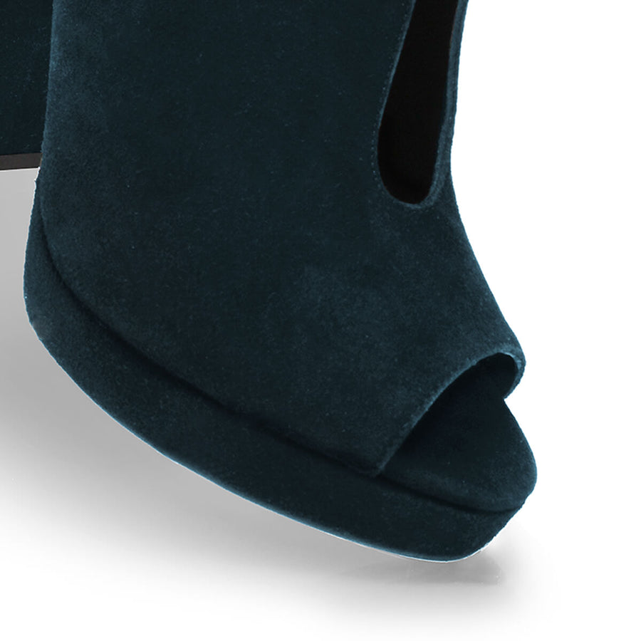 ZAIS 125 - Ante Azul Verde Regina Romero Zapato Sandalia Plataforma Tacon Alto Para Dama en Piel