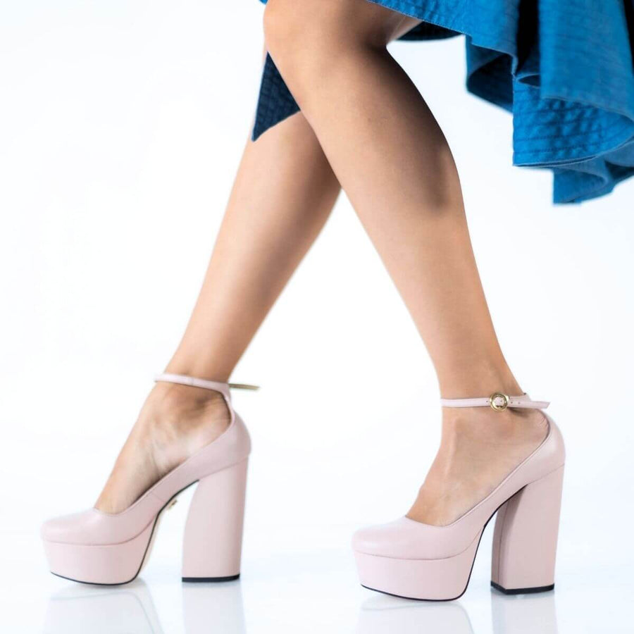 ALE 150 - Fuchsia Regina Romero High Heel Platform Shoe for Lady in Leather
