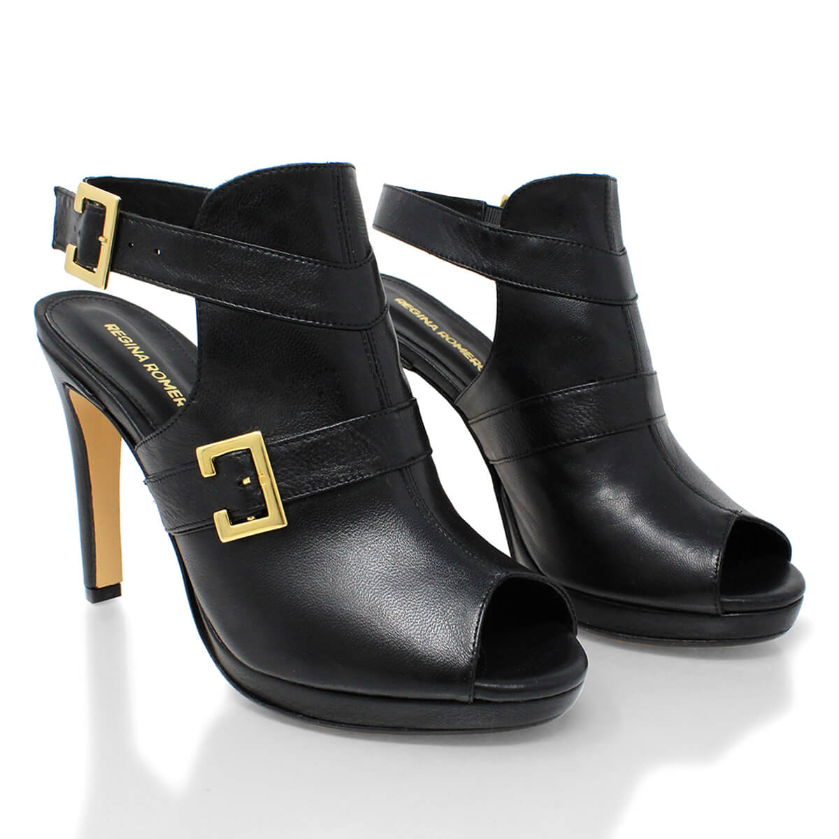 MARISA 105 - Black Regina Romero High Heel Ankle Boot Shoe for Women in Leather