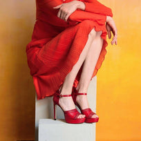 ALAIS 125 - Rojo Regina Romero Zapato Sandalia Plataforma Tacon Alto Para Dama en Piel