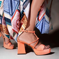 CALIPSO 95 - Coral Regina Romero Zapato Sandalia Plataforma Tacon Alto Para Dama en Piel