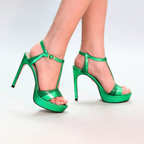 PITA 125 - Verde Regina Romero Zapato Sandalia Plataforma Tacon Alto Para Dama en Piel