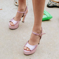 SABRINA 135 - Rosa Lila Regina Romero Zapato Sandalia Plataforma Tacon Alto Para Dama en Piel