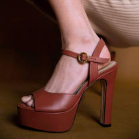 SABRINA 135 - Menta Regina Romero High Heel Platform Sandal Shoe for Lady in Leather