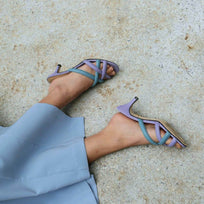 ALDA 60 - Lilac and Blue Regina Romero Low Heel Sandal Slipper Shoe for Women in Leather
