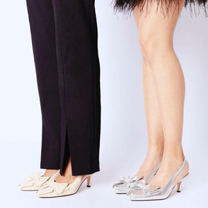 MIMI 50 - Silver Regina Romero Low Heel Sandal Shoe for Women in Leather