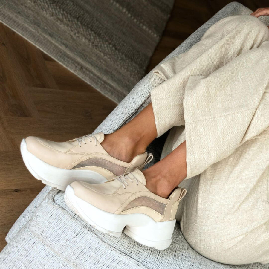 RIVER - Latte Regina Romero Zapato Tenis Urbano Sport Para Dama en Piel