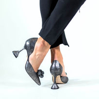 PATY 75 - Titanio Regina Romero Zapato Zapatilla Tacon Alto Para Dama en Piel