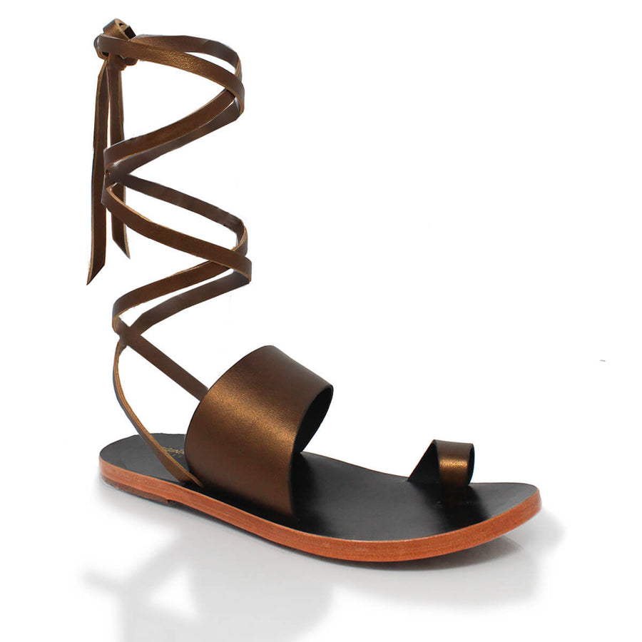 ASHA - Bronce Regina Romero Resort Zapato Sandalia de Piso para Dama en Piel