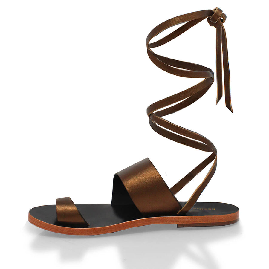 ASHA - Bronce Regina Romero Resort Zapato Sandalia de Piso para Dama en Piel