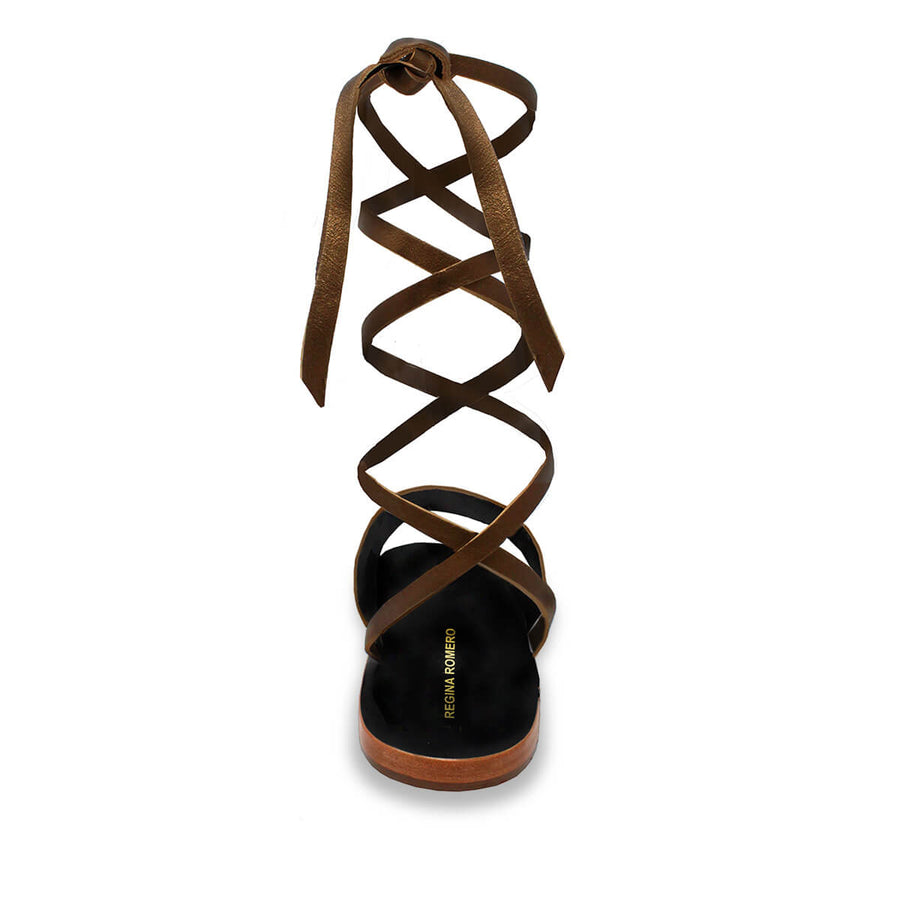 ASHA - Bronce Regina Romero Resort Zapato Sandalia de Piso para Dama en Piel