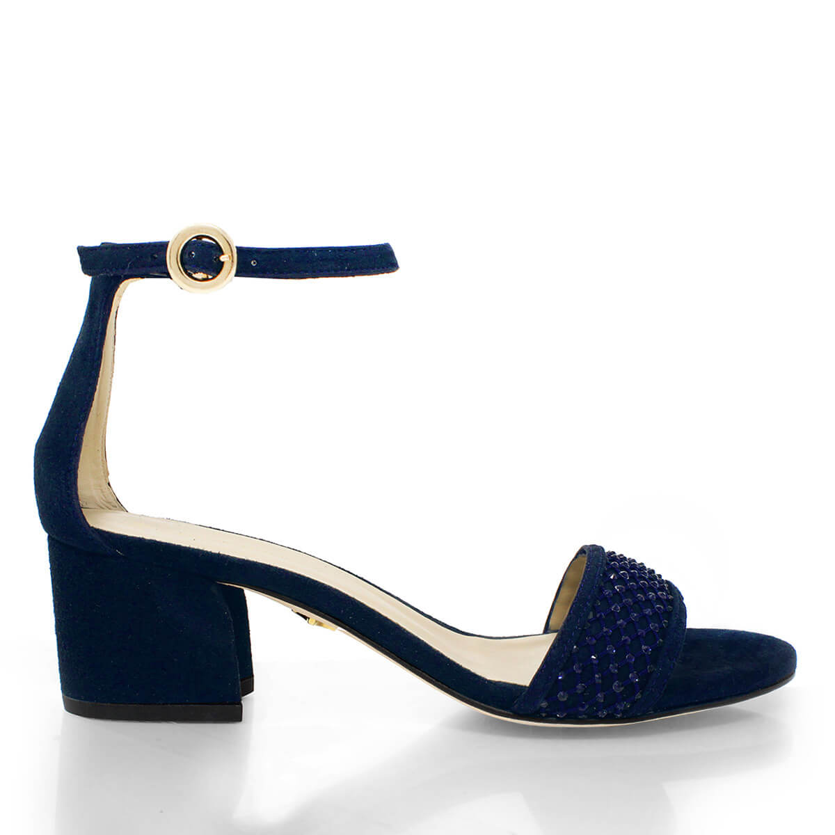 CARMEN 55 GLAM - Navy Regina Romero Low Heel Sandal Slipper Shoe for Women in Leather