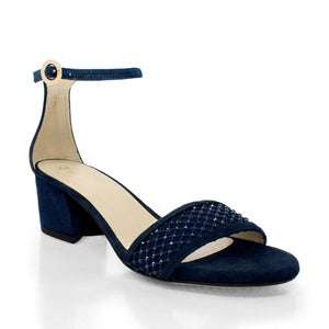 CARMEN 55 GLAM - Navy Regina Romero Low Heel Sandal Slipper Shoe for Women in Leather