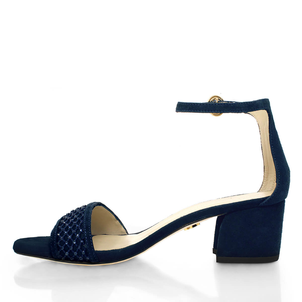 CARMEN 55 GLAM - Navy Regina Romero Low Heel Sandal Slipper Shoe for Women in Leather