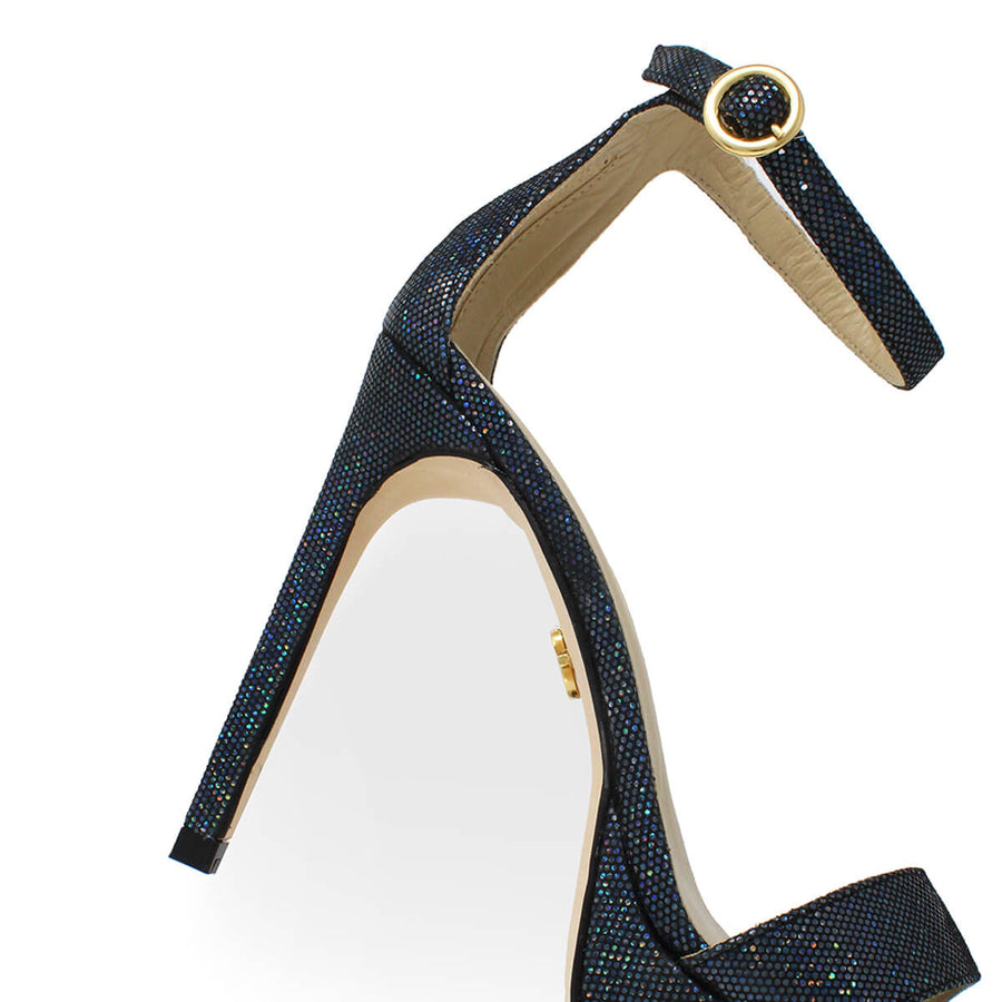 LAURA 125 - Glitter Negro Regina Romero Zapato Sandalia Plataforma Tacon Alto Para Dama en Piel