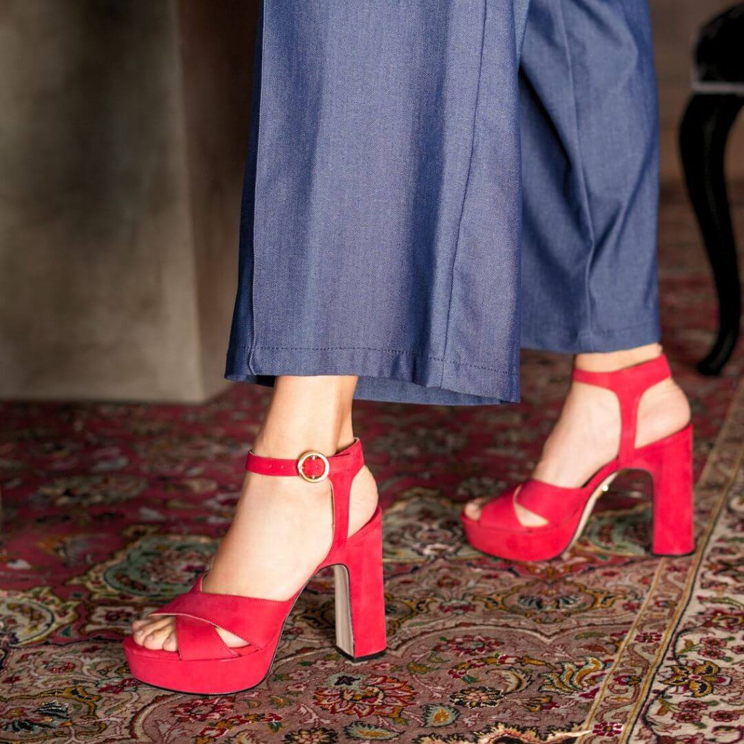 VENUS 120 - Geranio Regina Romero Zapato Sandalia Plataforma Tacon Alto Para Dama en Piel