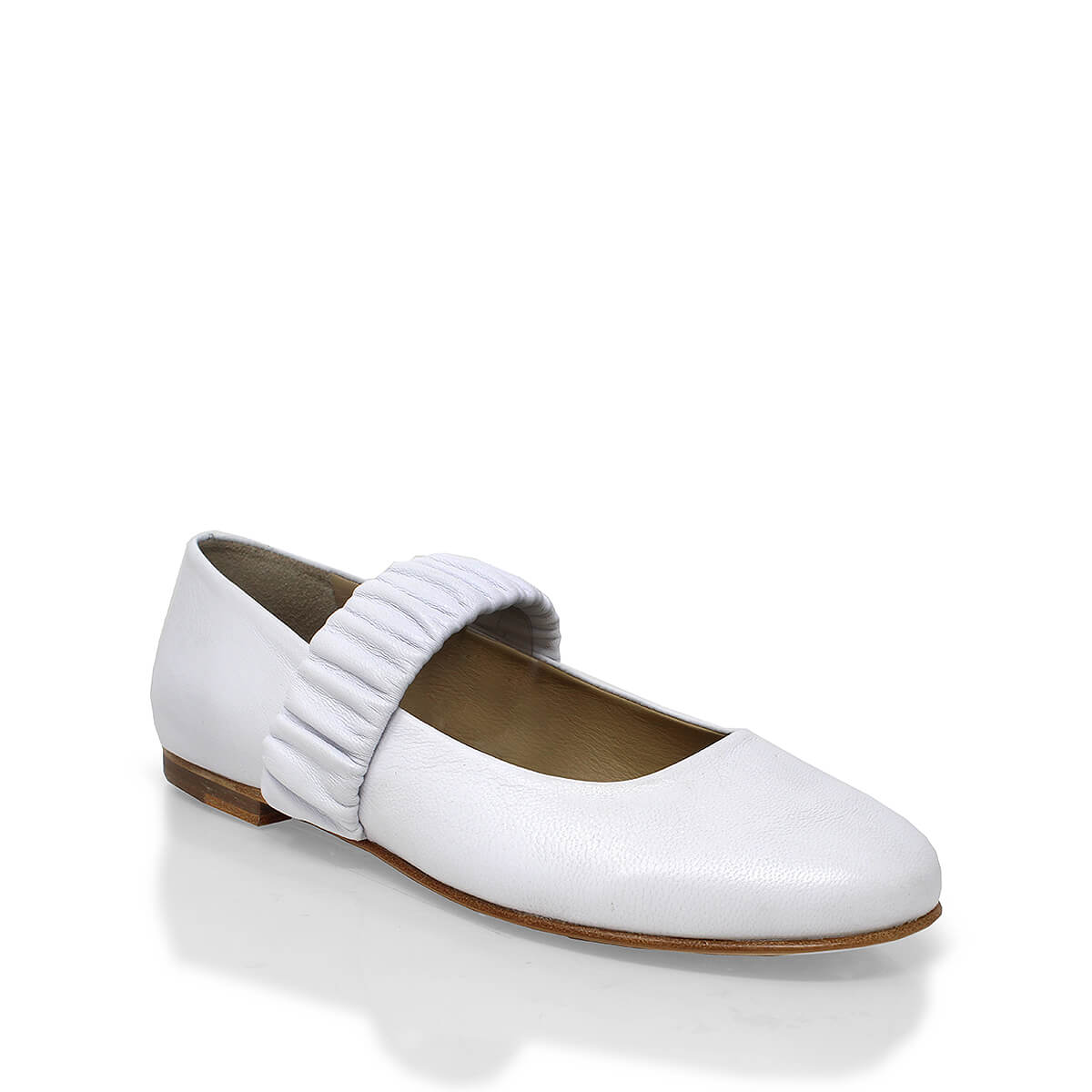 ALINA- Blanco Regina Romero Zapato Flat Balerina de Piso Para Dama en Piel