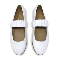 ALINA- Blanco Regina Romero Zapato Flat Balerina de Piso Para Dama en Piel