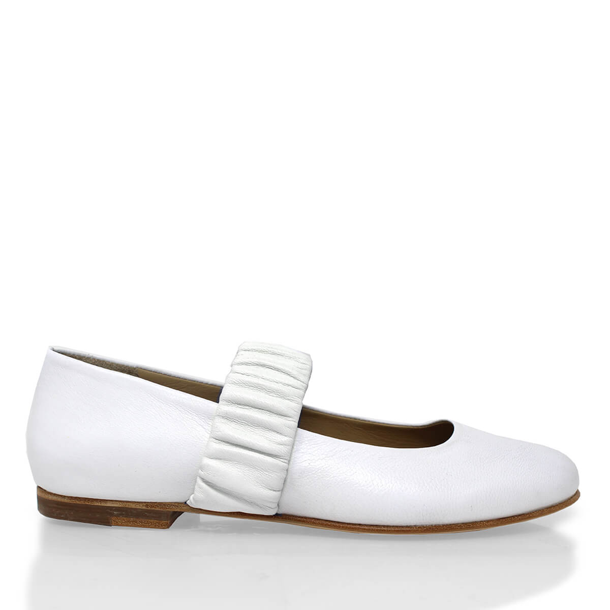 ALINA- Blanco Regina Romero Zapato Flat Balerina de Piso Para Dama en Piel