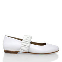 ALINA- Blanco Regina Romero Zapato Flat Balerina de Piso Para Dama en Piel