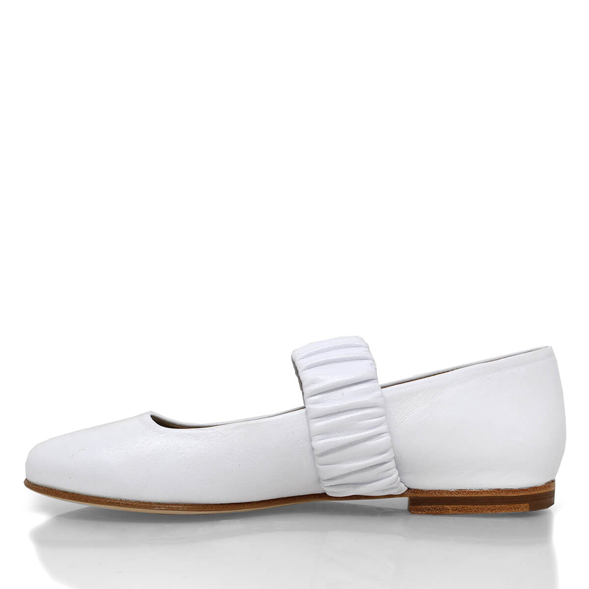 ALINA- Blanco Regina Romero Zapato Flat Balerina de Piso Para Dama en Piel