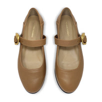 LOLA - Mocha Regina Romero Zapato Flat Balerina de Piso Para Dama en Piel