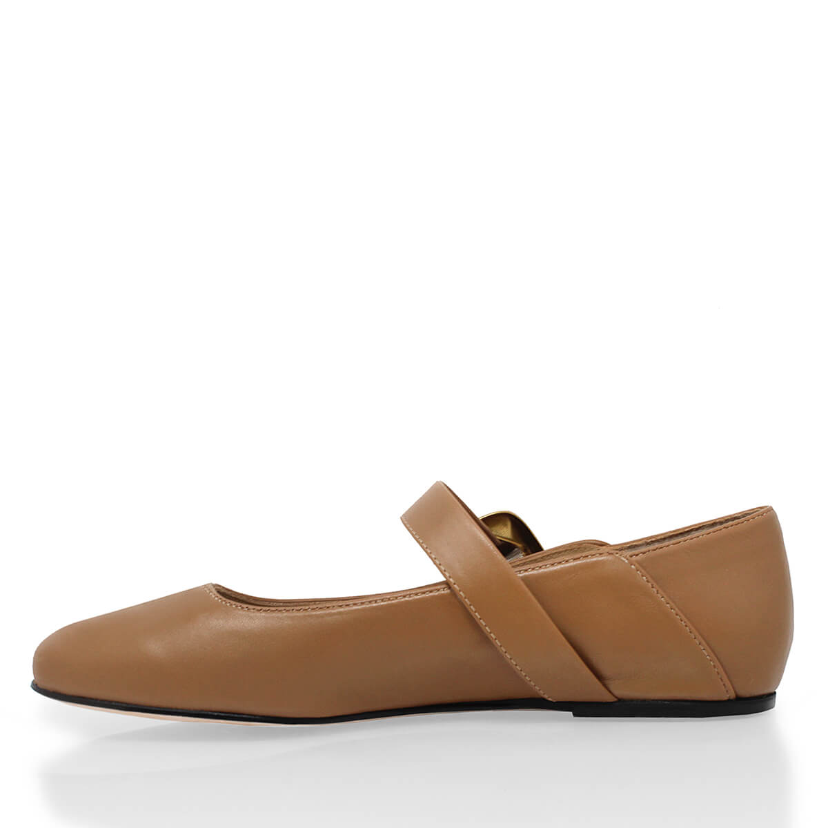 LOLA - Mocha Regina Romero Zapato Flat Balerina de Piso Para Dama en Piel