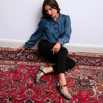 LOLA - Negro Print Regina Romero Zapato Flat Balerina de Piso Para Dama en Piel