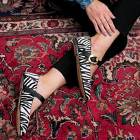 LOLA - Negro Print Regina Romero Zapato Flat Balerina de Piso Para Dama en Piel