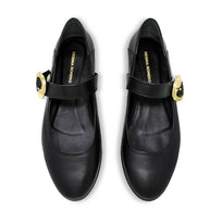 LOLA - Negro Regina Romero Zapato Flat Balerina de Piso Para Dama en Piel
