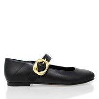 LOLA - Negro Regina Romero Zapato Flat Balerina de Piso Para Dama en Piel