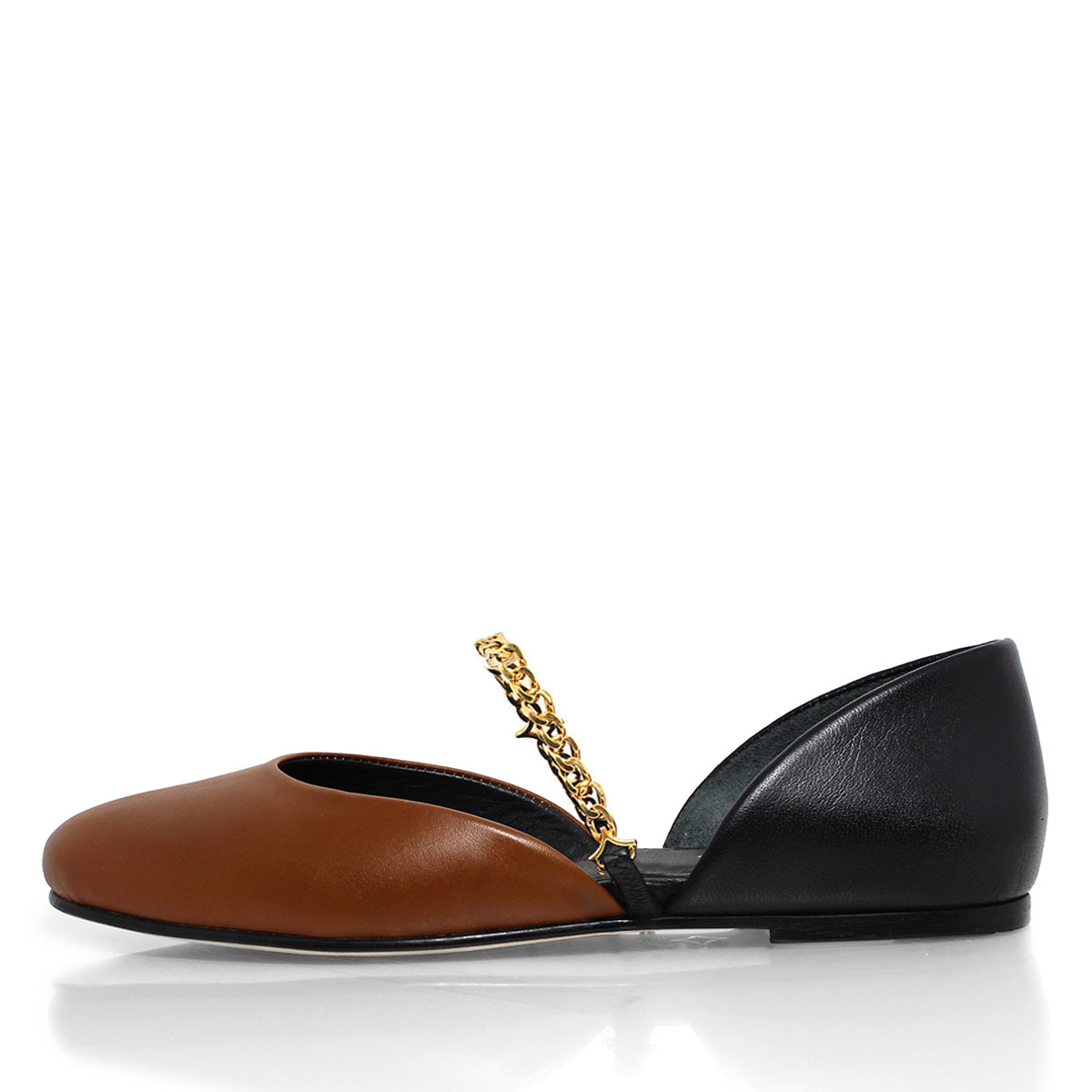 NAOMI - Tan y Negro Regina Romero Zapato Flat Balerina de Piso Para Dama en Piel