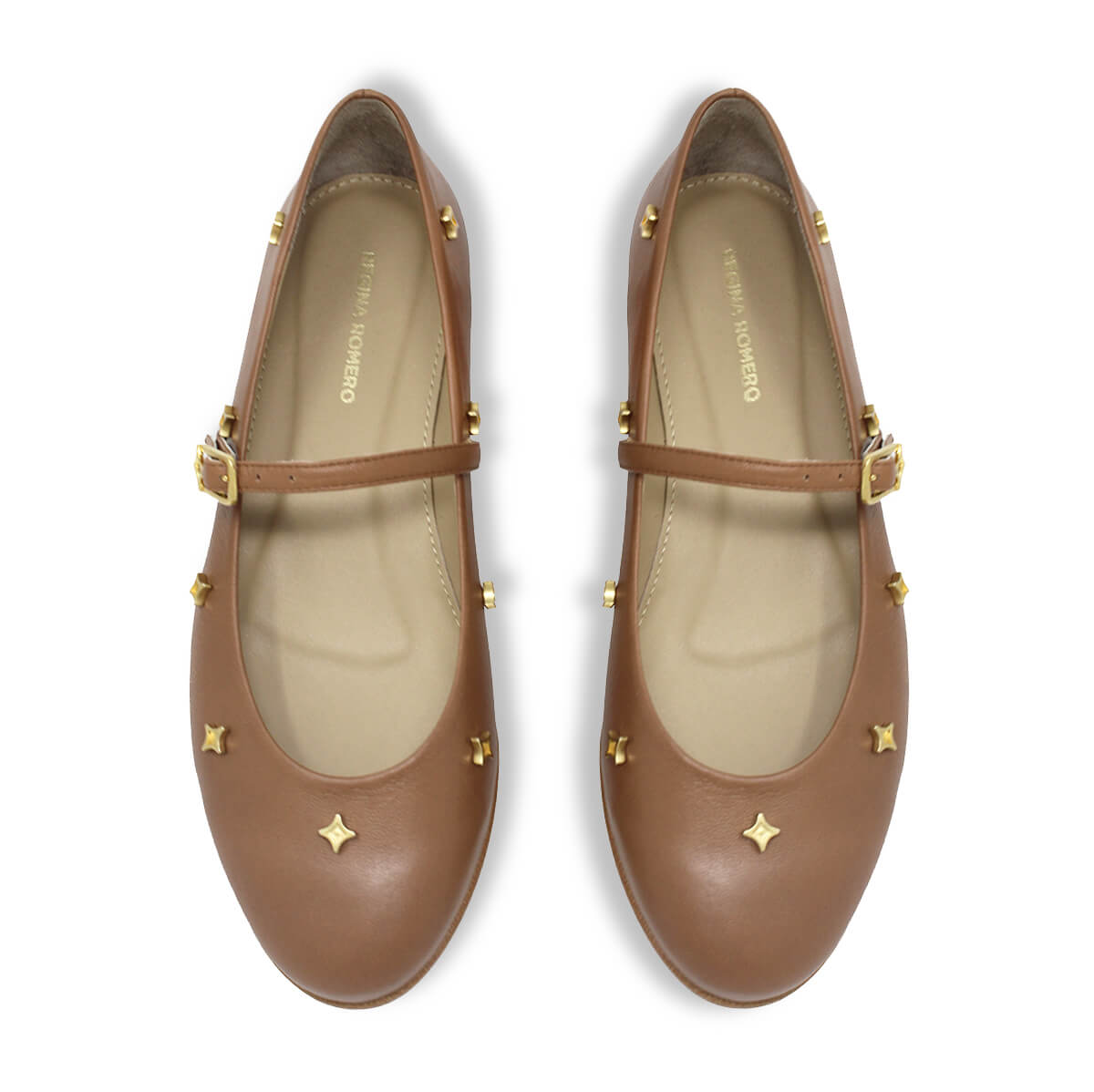 NERINA - Capuccino Regina Romero Zapato Flat Balerina de Piso Para Dama en Piel