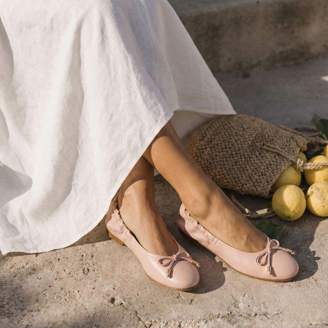 SORELLA - Rosa Antiguo Regina Romero Zapato Flat Balerina de Piso Paea Dama en Pie