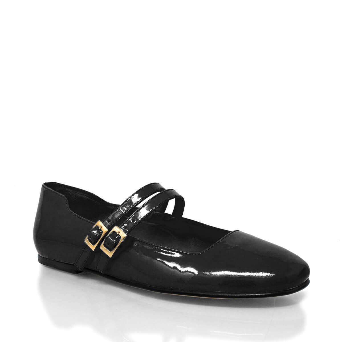 VIOLET - Charol Negro Regina Romero Zapato Flat Balerina de Piso Para Dama en Piel