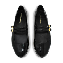 VIOLET - Charol Negro Regina Romero Zapato Flat Balerina de Piso Para Dama en Piel