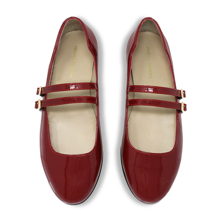 VIOLET - Charol Cherry Regina Romero Zapato Flat Balerina de Piso Para Dama en Piel