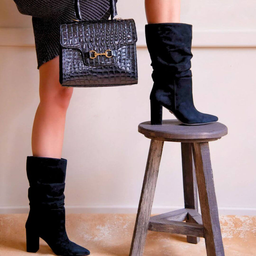 CASANDRA 75 - Negro Regina Romero Zapato Bota Botin Tacon Alto Para Dama en Piel