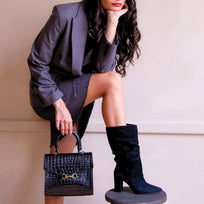 CASANDRA 75 - Negro Regina Romero Zapato Bota Botin Tacon Alto Para Dama en Piel