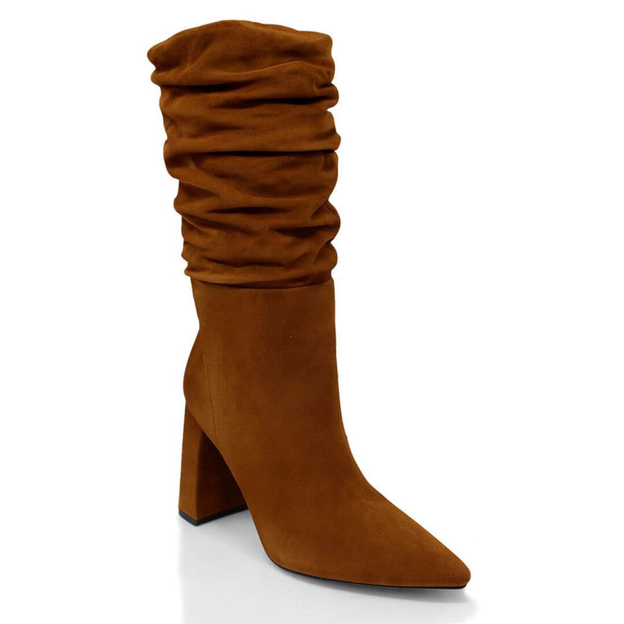 CASANDRA 75 - Tan Regina Romero Zapato Bota Botin Tacon Alto Para Dama en Piel