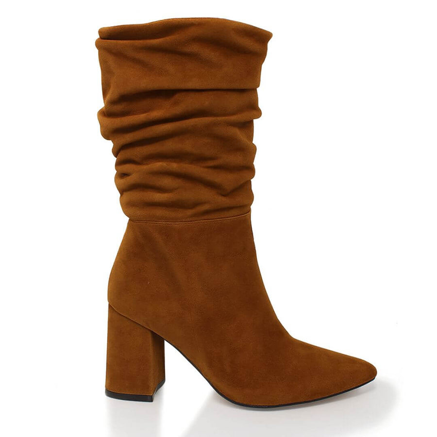 CASANDRA 75 - Tan Regina Romero Zapato Bota Botin Tacon Alto Para Dama en Piel