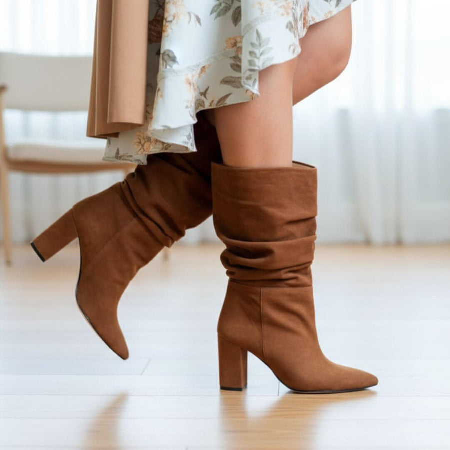 CASANDRA 75 - Tan Regina Romero Zapato Bota Botin Tacon Alto Para Dama en Piel