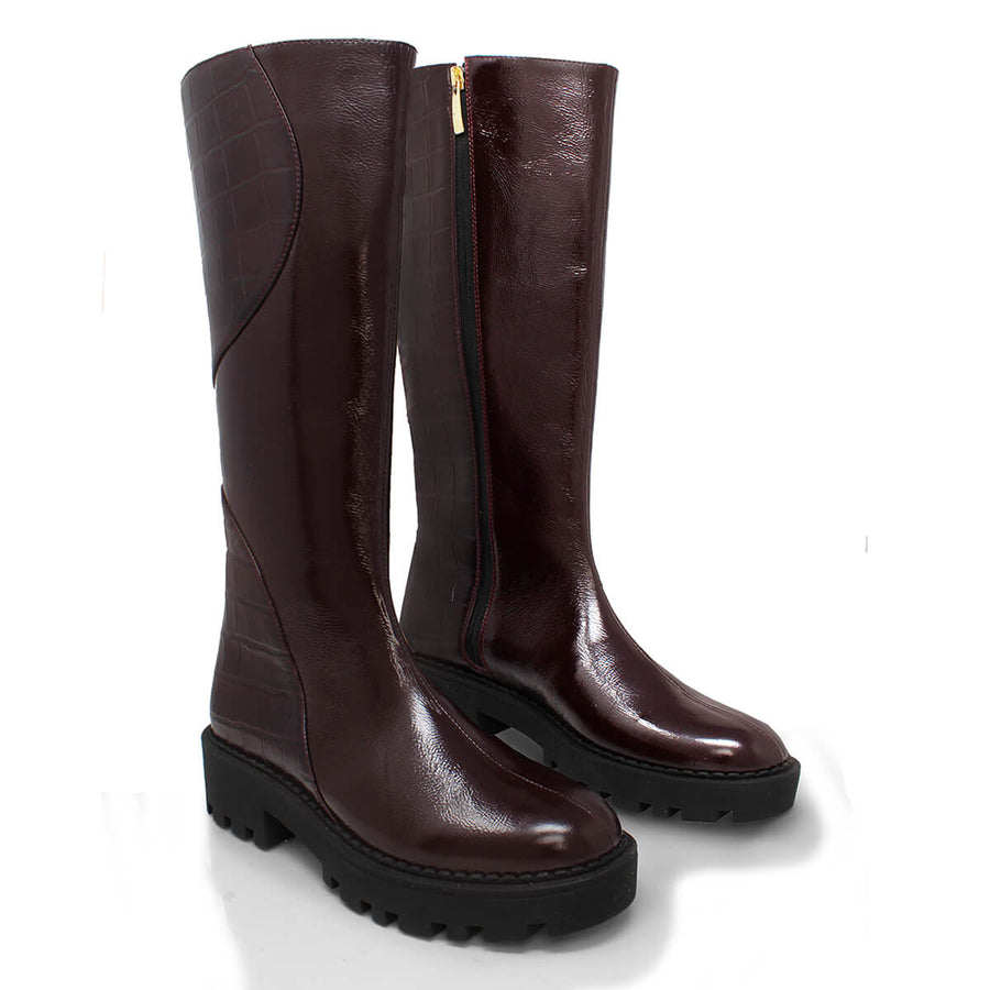 IRINA 65 - Vino Regina Romero Zapato Bota Larga Tacon Bajo Para Dama en Piel