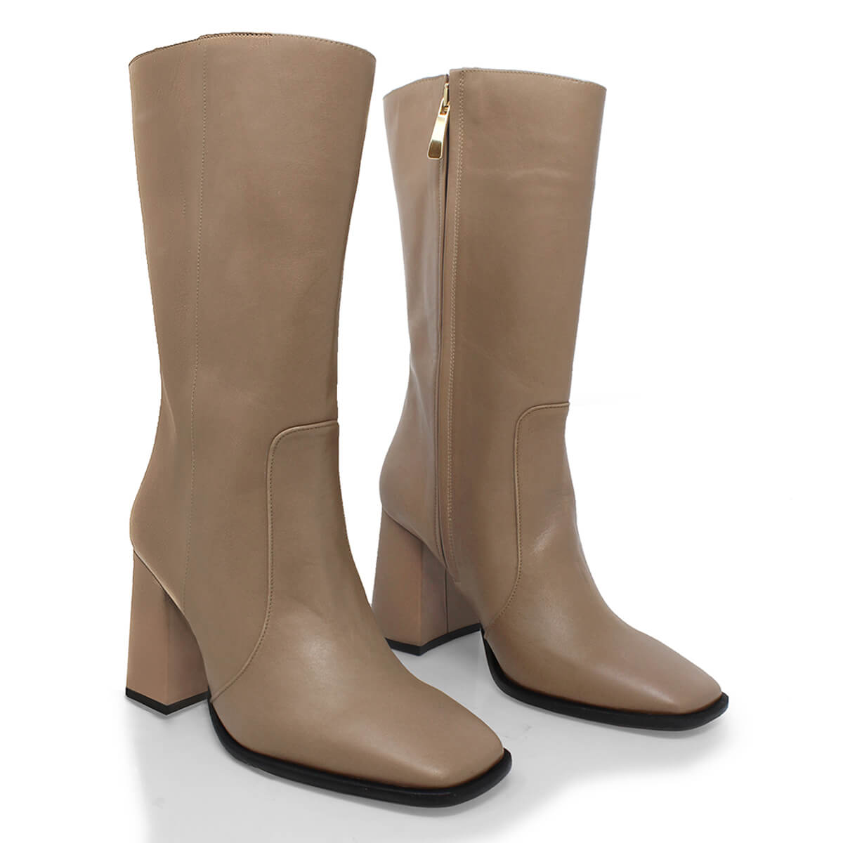 JOAN 75 - Mocha Regina Romero Zapato Bota Botin Tacon Alto Para Dama en Piel