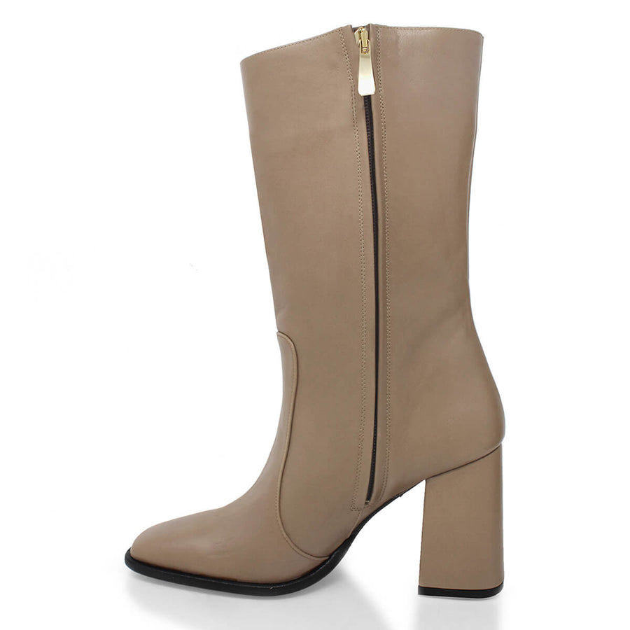 JOAN 75 - Mocha Regina Romero Zapato Bota Botin Tacon Alto Para Dama en Piel
