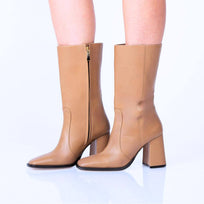 JOAN 75 - Mocha Regina Romero Zapato Bota Botin Tacon Alto Para Dama en Piel