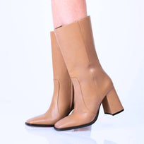 JOAN 75 - Mocha Regina Romero Zapato Bota Botin Tacon Alto Para Dama en Piel